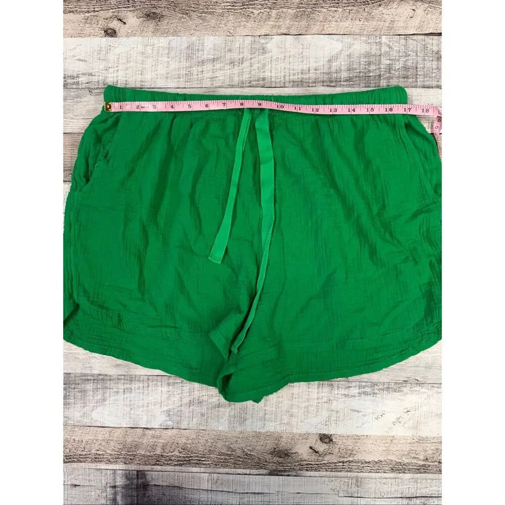 Fashion Nova Women’s 1X Green Gauze Cotton Lounge Shorts Drawstring Beach Casual